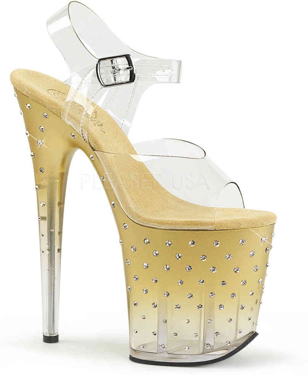 EU 36 = US 6 | STARDUST-808T | 8 Heel, 4 PF Ankle Strap Sandal w/RS Studded Bottom